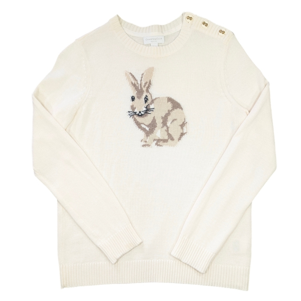 Charter Club Easter Bunny Rabbit Pull On Sweater. Petite Small. Novelty Sweater